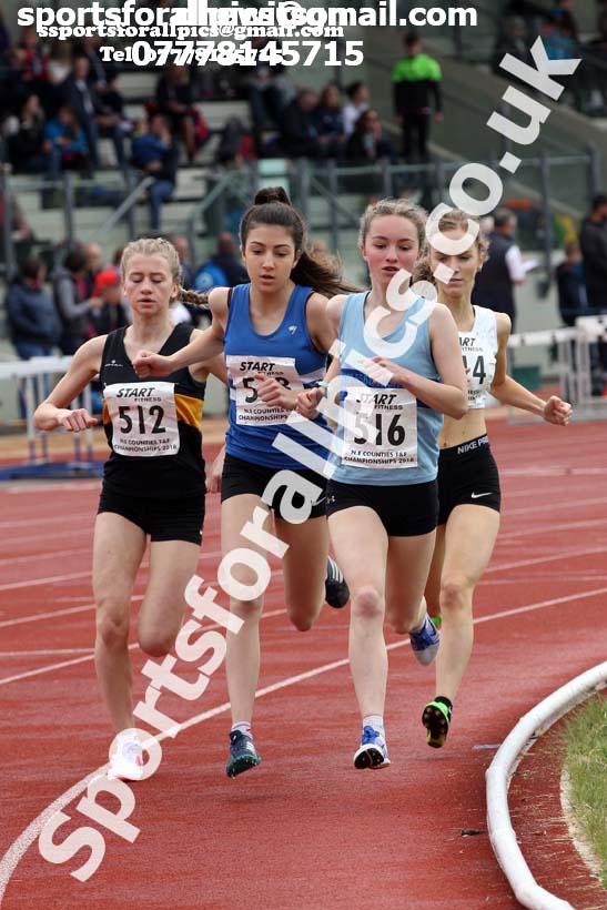 Womens under-17s 1500 metres, North Eastern Track and Fields Champs., Middlesbrough. Photo: David T. Hewitson/Sports for All Pics